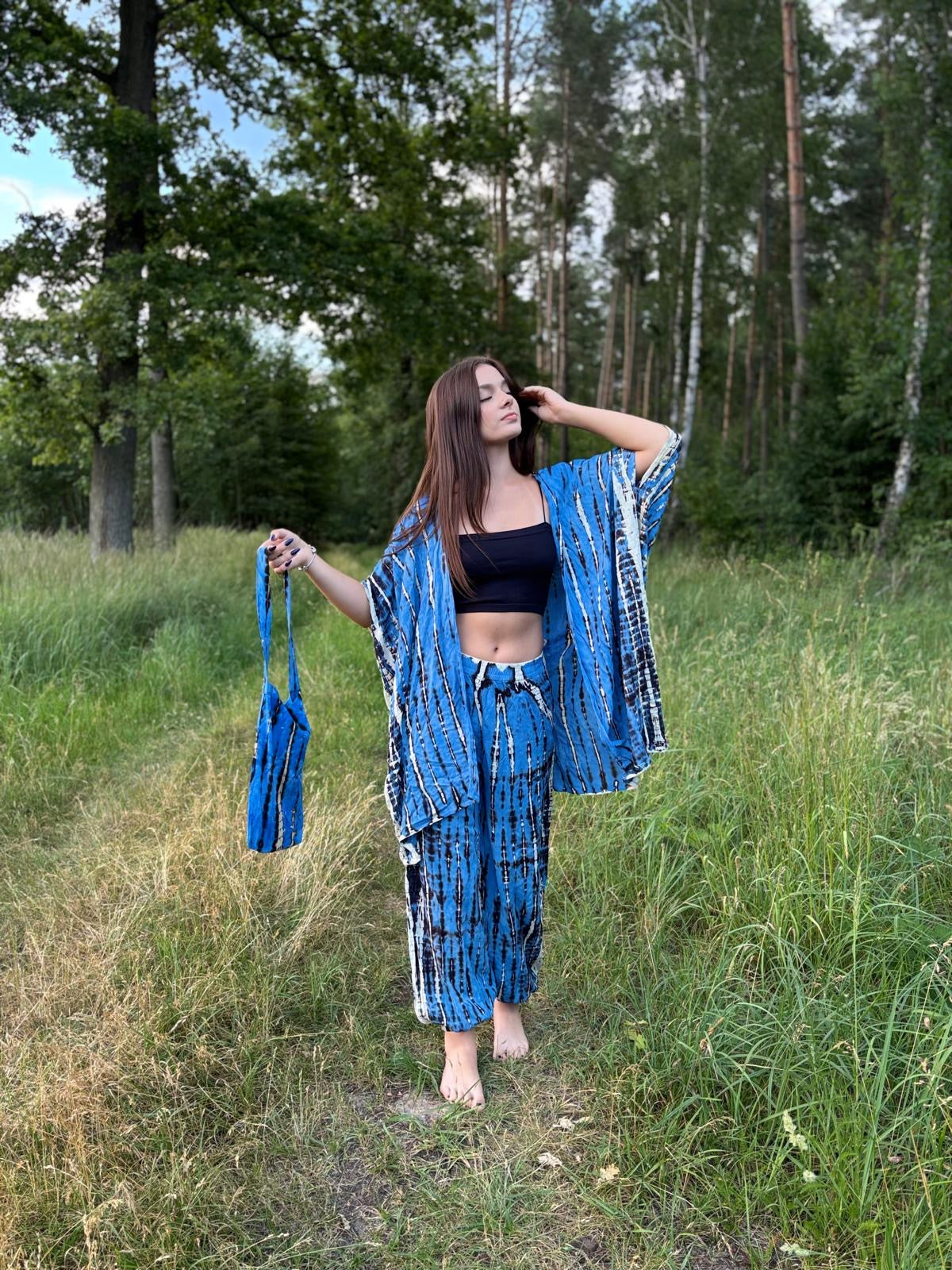 Ocean breath set kimono and tie dye pants