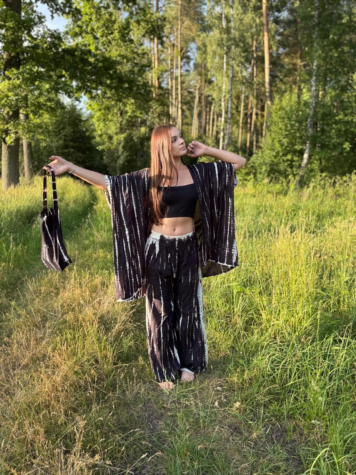 Yin Yang set kimono and tie dye pants